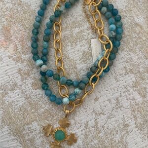 Quad Cross Multi-Strand Agate Necklace NWT